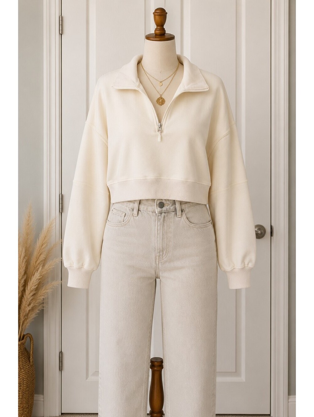 Simply Southern Women’s Cream Quarter Zip Pullover Top 0200-XL